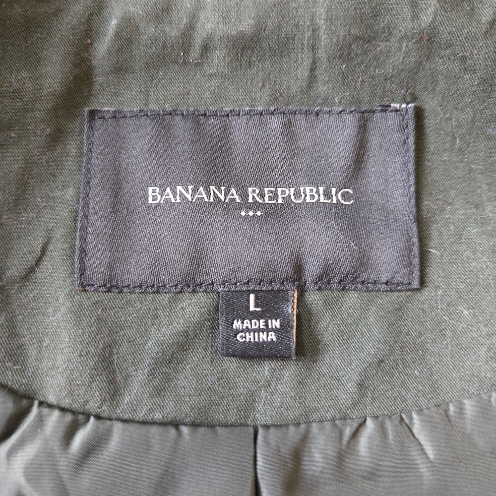 Women's Banana Republic Olive Double-Breasted Trench Coat - Picture 4 of 7
